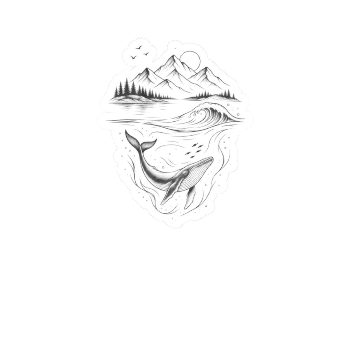 Whale & Mountains Sticker